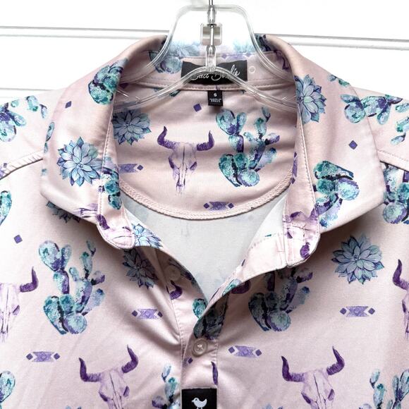 Bad Birdie The Ranch Desert Pattern Core Performance Polo Size S - Picture 3 of 12